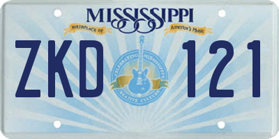 MS license plate ZKD121