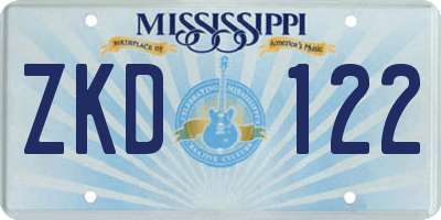 MS license plate ZKD122