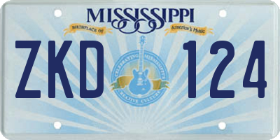 MS license plate ZKD124