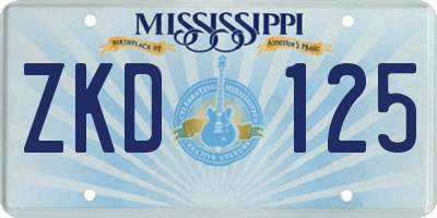 MS license plate ZKD125