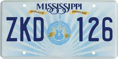 MS license plate ZKD126