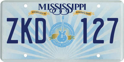 MS license plate ZKD127