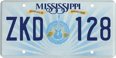 MS license plate ZKD128