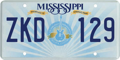 MS license plate ZKD129