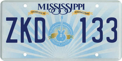 MS license plate ZKD133