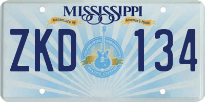 MS license plate ZKD134