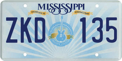 MS license plate ZKD135
