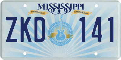 MS license plate ZKD141