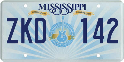 MS license plate ZKD142
