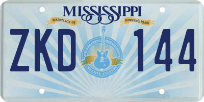 MS license plate ZKD144
