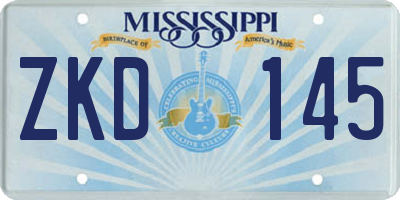 MS license plate ZKD145