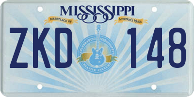 MS license plate ZKD148