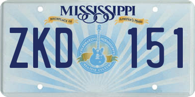 MS license plate ZKD151