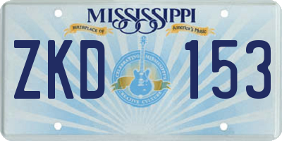 MS license plate ZKD153