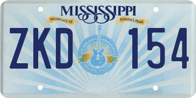 MS license plate ZKD154