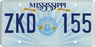 MS license plate ZKD155