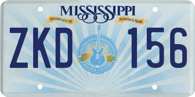 MS license plate ZKD156