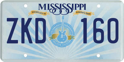 MS license plate ZKD160