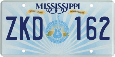 MS license plate ZKD162