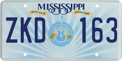 MS license plate ZKD163