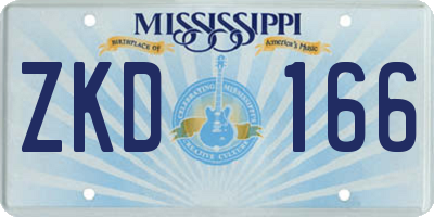 MS license plate ZKD166