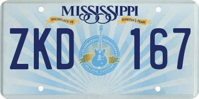 MS license plate ZKD167
