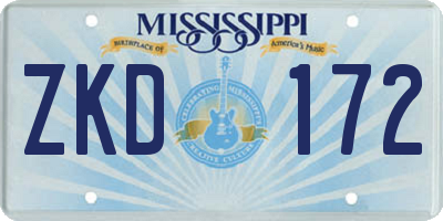 MS license plate ZKD172