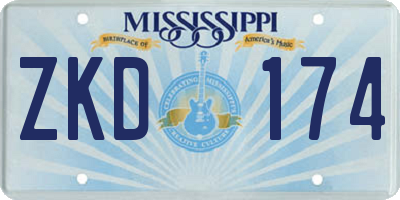 MS license plate ZKD174