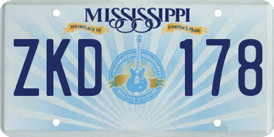 MS license plate ZKD178