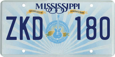 MS license plate ZKD180