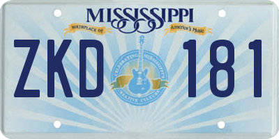 MS license plate ZKD181