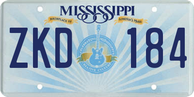 MS license plate ZKD184