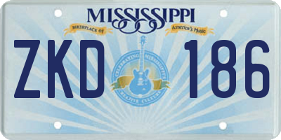 MS license plate ZKD186