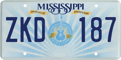 MS license plate ZKD187