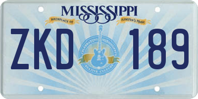 MS license plate ZKD189
