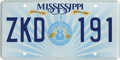 MS license plate ZKD191