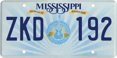 MS license plate ZKD192