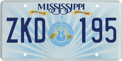 MS license plate ZKD195
