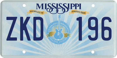MS license plate ZKD196