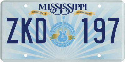 MS license plate ZKD197