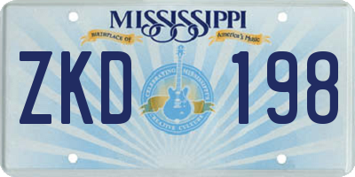 MS license plate ZKD198