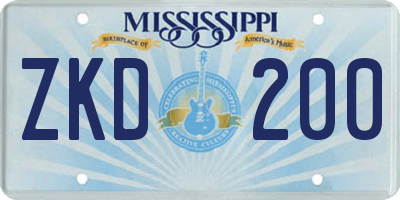 MS license plate ZKD200
