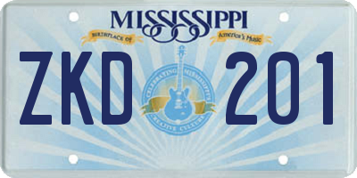 MS license plate ZKD201