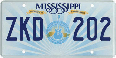 MS license plate ZKD202