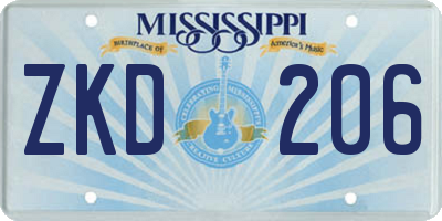 MS license plate ZKD206