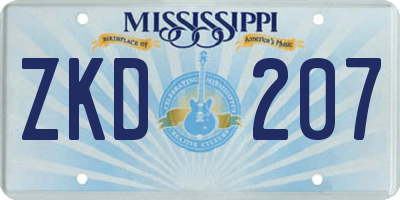 MS license plate ZKD207