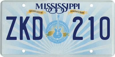 MS license plate ZKD210