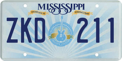 MS license plate ZKD211