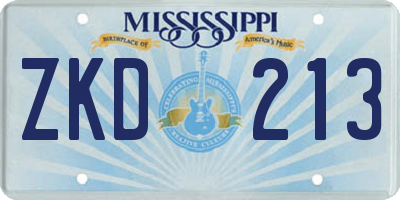 MS license plate ZKD213