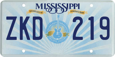 MS license plate ZKD219